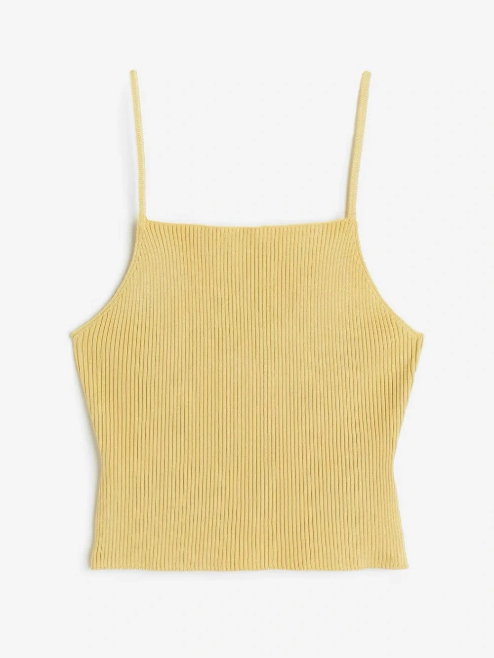 H&M Yellow Ribbed Midi Skirt with Matching Crop Top
